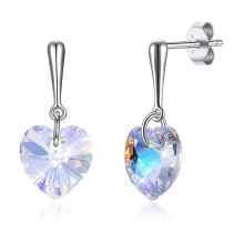 Latest Design Heart Shaped Crystal Pendant S925 Sterling Silver Stud Earrings